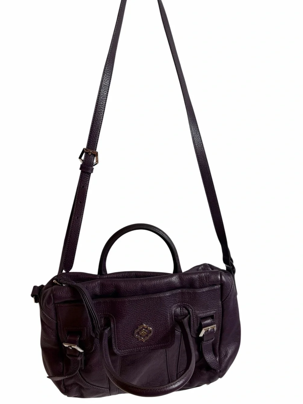 orYANY Burgundy Pebbled Leather Satchel Crossbody Shoulder Bag